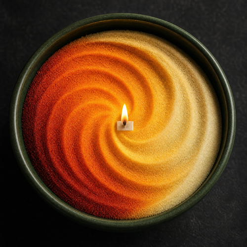 Colour swirl powder candle top view